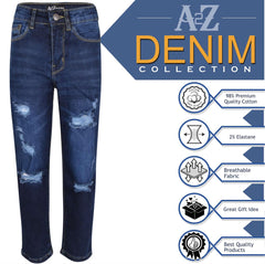 Kids Boys Relaxed Straight Fit Boot Cut Ripped Jeans for Teens Cotton Jeans 5-13