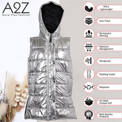 Kids Girls Oversized Gilet Long Line Hooded Quilted Jacket Long Sleeveless Coat