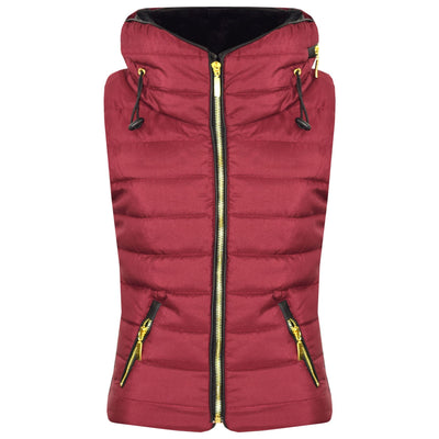 A2Z 4 Kids Kids Girls Boys Designer's Wine Sleeveless Hooded Padded Quilted Puffer Bubble Gilet Bodywarmer Jackets 5 6 7 8 9 10 11 12 13 Years