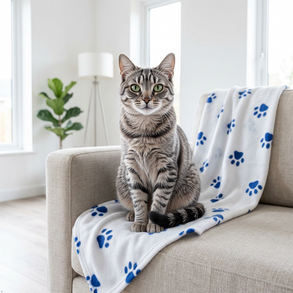 A2Z Cosy Fleece Pet Blanket 70 x 70 cm Soft Paw Print Polyester Mat