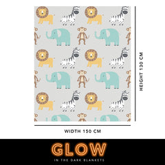 A2Z 4 Kids Girls Boys Blanket Safari Animals Glow in The Dark Throw Blankets
