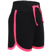 A2Z 4 Kids Black and Neon Pink Crop Top And Shorts Set Contrast Colour Short Sleeves T Shirt Summer Outfit 2 Piece Activewear Girls Age 5-13 years