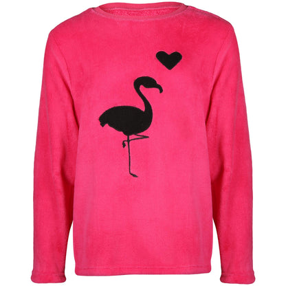 Kids Girls Pyjamas 2 Piece Soft Fluffy Loungewear Flamingo Cosy Pyjama Set