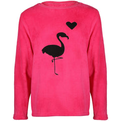 Kids Girls Pyjamas 2 Piece Soft Fluffy Loungewear Flamingo Cosy Pyjama Set