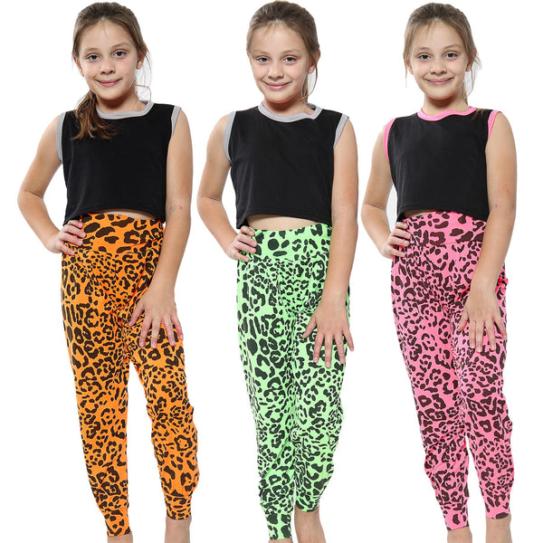 Kids Girls Ali Baba Style Leopard Harem Trouser Leggings Pants Age 5-13 Years