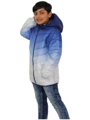 Kids Boys Hooded Jackets 3D Two Tone Fade Gradient Padded Warm Thick School Coat