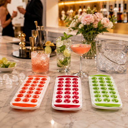 A2Z 21 Cube Ice Tray Silicone Push Up Easy Release Freezer Ice Mould PP TPR
