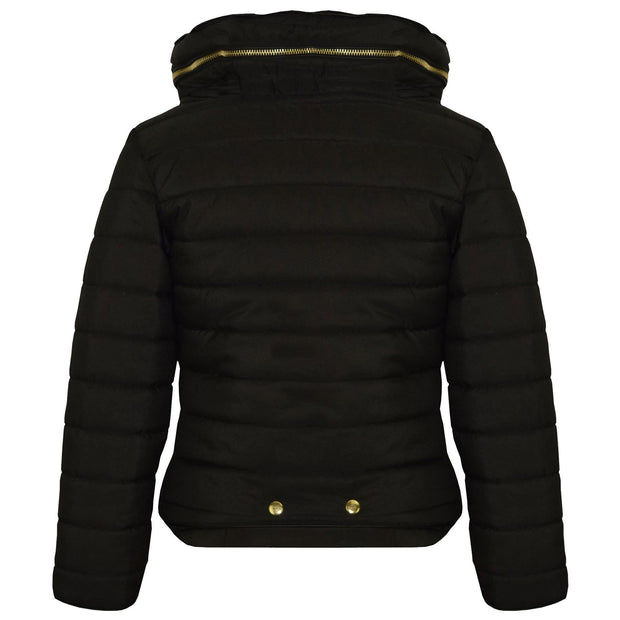 A2Z 4 Kids Girls Jacket Kids Stylish Padded Black Puffer Bubble Fur Collar Quilted Warm Thick Coat Jackets Age 3 4 5 6 7 8 9 10 11 12 13 Years