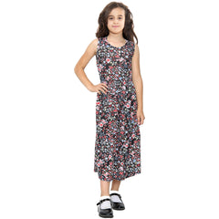 Kids Girls Maxi Dress Sleeveless Printed Party Fashion Summer Long Skater Dress