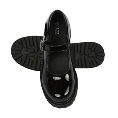 A2Z Girls Teens Womens Black Patent Mary Jane School Shoes Smart Buckle Footwear