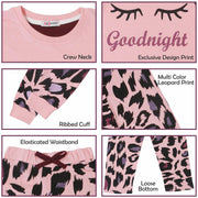 Kids Girls Goodnight Pyjamas Children Baby Pink PJs 2 Piece Leopard Loungewear - A2Z 4 Kids