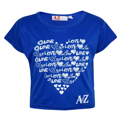 Girls Top Kids Love Print Stylish Fahsion Trendy T Shirt Crop Top Age 5-13 Years