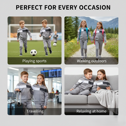 Kids Girls Boys Tracksuit Contrast Panelled Hoodie & Bottom Jogging Suits