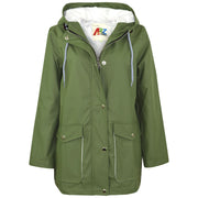 A2Z 4 Kids PU Raincoat Green Jackets Windbreaker Waterproof Parka Shower Resistant Hooded Raincoat Girls Boys Age 5-13 Years