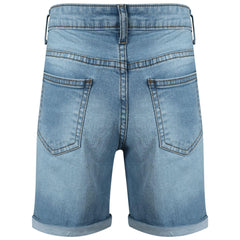 Kids Boys Ripped Light Blue Denim Shorts Comfort Stretch Jeans Trouser Pants