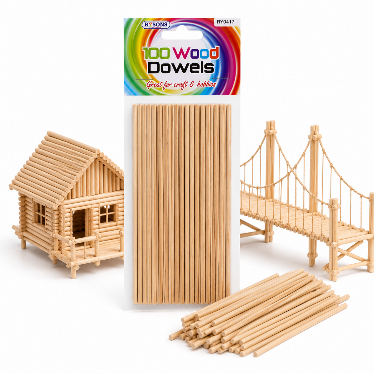 A2Z Wooden Dowels Craft Rods Natural Timber Sticks For Diy Hobby Projects