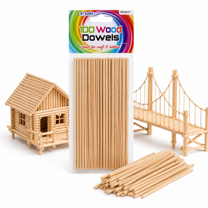 A2Z Wooden Dowels Craft Rods Natural Timber Sticks For Diy Hobby Projects