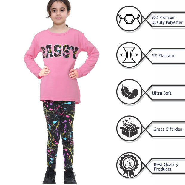 A2Z 4 Kids Girls Top Kids Sassy Print Trendy Baby Pink Long Sleeves T Shirt Tops & Fashion Legging Outfit Set Age 5-6, 7-8, 9-10, 11-12 & 13 Years