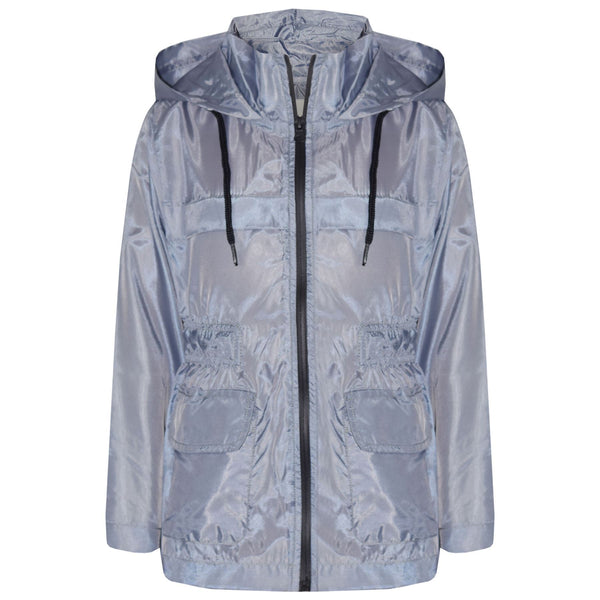 A2Z 4 Kids Unisex Raincoat Jackets Silver Windbreaker Waterproof Parka Shower Resistant Hooded Raincoat Childrens Girls Boys Age 5 6 7 8 9 10 11 12 13 Years