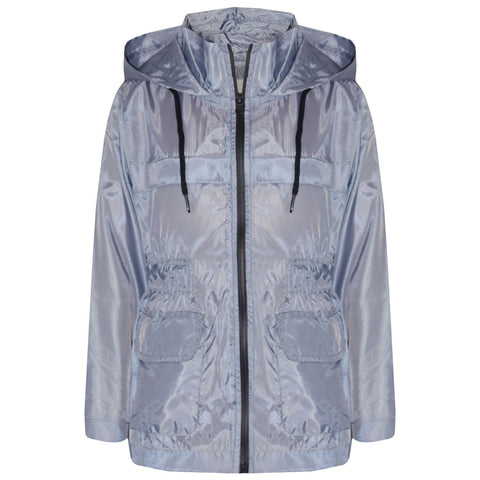 A2Z 4 Kids Unisex Raincoat Jackets Silver Windbreaker Waterproof Parka Shower Resistant Hooded Raincoat Childrens Girls Boys Age 5 6 7 8 9 10 11 12 13 Years