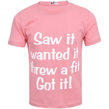 Kids Girls T Shirts Saw It Printed Summer Fashion Tank Top & Tees Age 2-13 Years