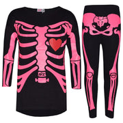 Kids Girls Tops Skeleton Print T Shirt Top & Legging Set Halloween Costume 5-13 - A2Z 4 Kids