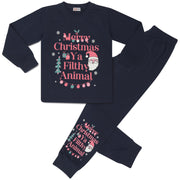 A2Z 4 Kids Girls Christmas Pyjamas Children PJs 2 Piece Festive Set Ya Filthy Animal Santa Print Navy Lounge Suit for Children Unisex Top Bottom Pyjamas Loungewear Gifts Age 2-3, 3-4, 5-6, 7-8, 9-10, 11-12 & 13 Years