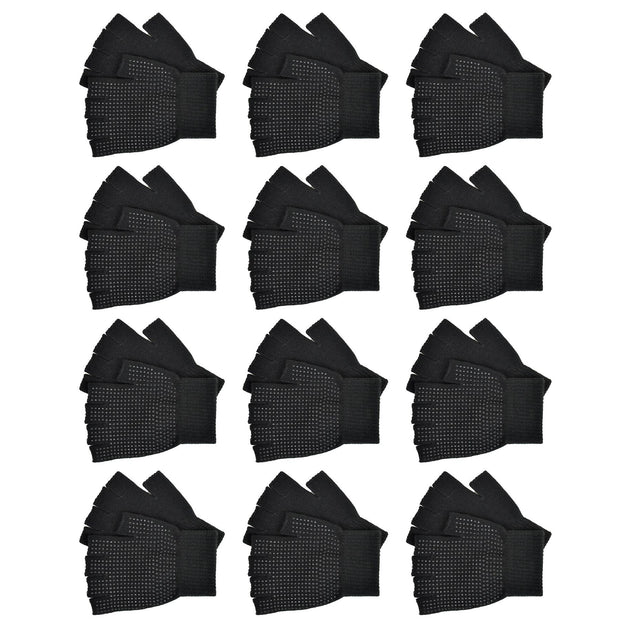 Mens Women Gloves Fingerless Gripper Half Finger Mittens Outdoor Non-Slip Gloves