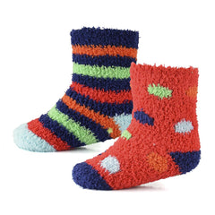 Infant Baby Boys Girls Slipper Fluffy Socks With Gripper Pack of 2 Newborn Socks