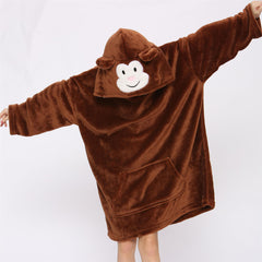 Unisex Men's Ladies Oversized Hoodie Printed Snuggle Super Soft Warm Blanket