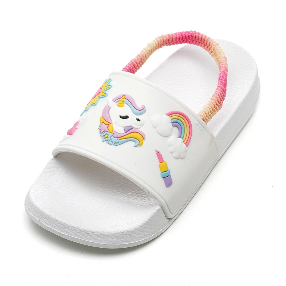 Girls EVA Sliders Heart & Unicorn Print Slip-On Summer Holiday Beach Pool Slides
