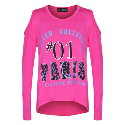 Girls Top Kids #01 Paris Print Trendy Top & Multi Leoaprd Legging Set 7-13 Years