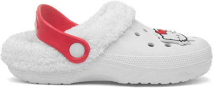 Kids Hello Kitty Girls Fur Lined Clogs Back Strap Officially Licensed Slippers