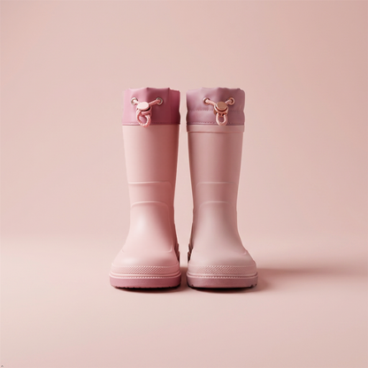 Kids Waterproof Wellington  PVC Rain Wellies Adjustable Warm Lined Non Slip Sole