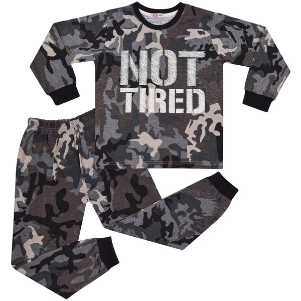 Kids Unisex Camo Green Print Pyjamas Children PJs Loungewear Age 2-13