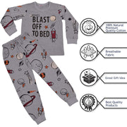 Kids Girls Blast Off To Bed Print Pyjamas Set - A2Z 4 Kids