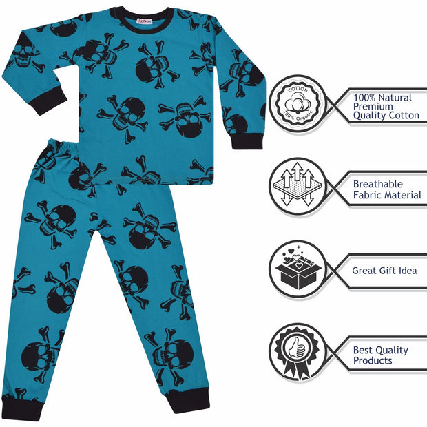 Kids Girls Skull & Bones Print Pyjamas Set