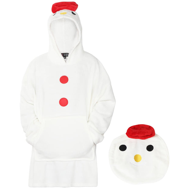 Kids Girls Boys Xmas Snowman Snuggle Christmas Oversized Hoodie Wearable Blanket