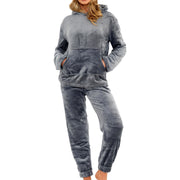 A2Z Womens Pyjamas Soft Warm Fleece Twosie Adults Hooded Long Sleeves Pyjamas 2 Piece Gift Set Size S-2XL