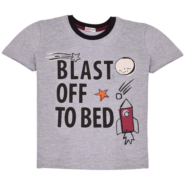 Kids Girls Blast Off To Bed Print Grey Pyjamas Set - A2Z 4 Kids