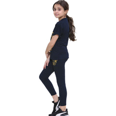 Girls Top Kids Short sleeves Varsity Lion Print T Shirt & Legging Outfit Set
