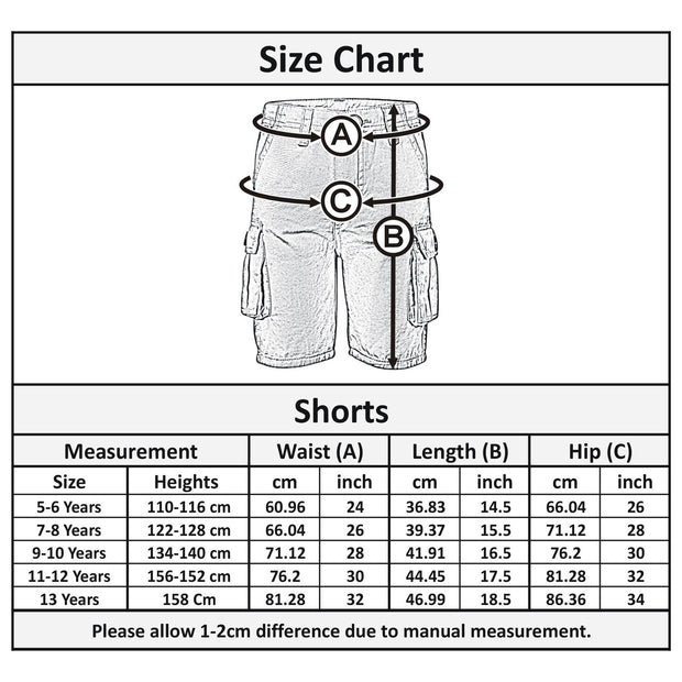 A2Z 4 Kids Cargo Shorts Combat Multi Pocket Lightweight Trendy Cotton 5-13 Years