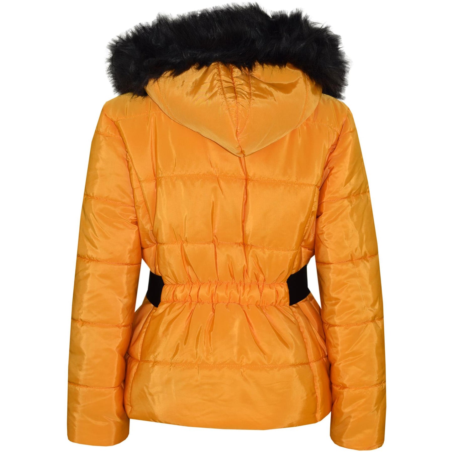 Kids Girls Puffer Jackets Faux Fur Hooded Zipped Belted Coats Age 5-13 Years