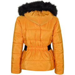 Kids Girls Puffer Jackets Faux Fur Hooded Zipped Belted Coats Age 5-13 Years