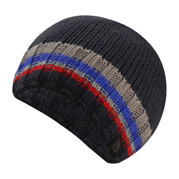 A2Z Mens Hat Stripe Beanie Hat Fleece Lined Soft Feel Winter Warm Cozy Caps Hats