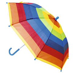 Kids Girl Stick Umbrella Monochromatic Rainbow Stripes Lightweight Brolly Canopy