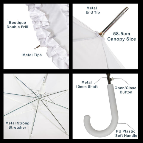 A2Z Ladies Bridal Umbrella Wedding Brolly Double Ruffle Lace Walking Dome Canopy