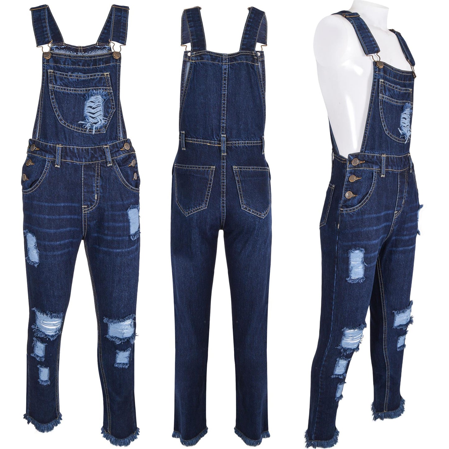 A2Z 4Kids Girls Dungaree Ripped Jeans   Overall All In One Jumpsuit 5-13 Years