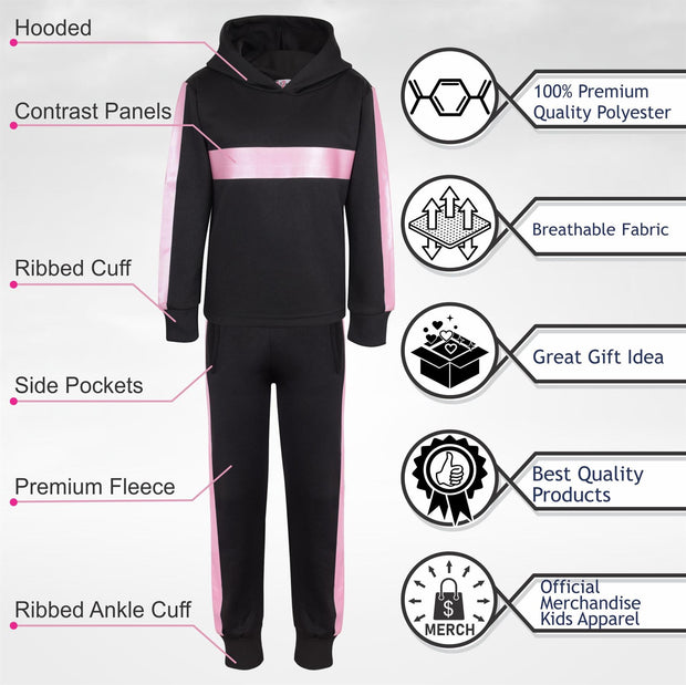 A2Z 4 Kids Girls Baby Pink Print Tracksuit Cropped Hoodie with Jogger Sweatpants Gym Sports Activewear Cord Set For Children Girls Age 5-6, 7-8, 9-10, 11-12 & 13 Years