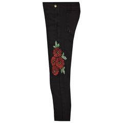 Girls Stretchy Jeans Kids Roses Print Denim Pants Trousers Jeggings 5-13 Years